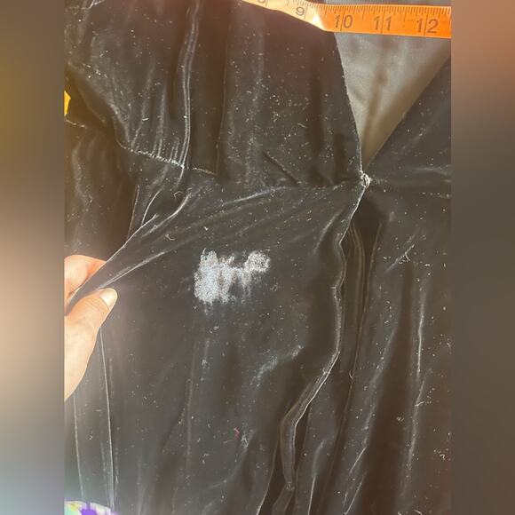 60s Vintage Black Silk Velvet Saks Fifth Ave Wrap Dress - Picture 12 of 13